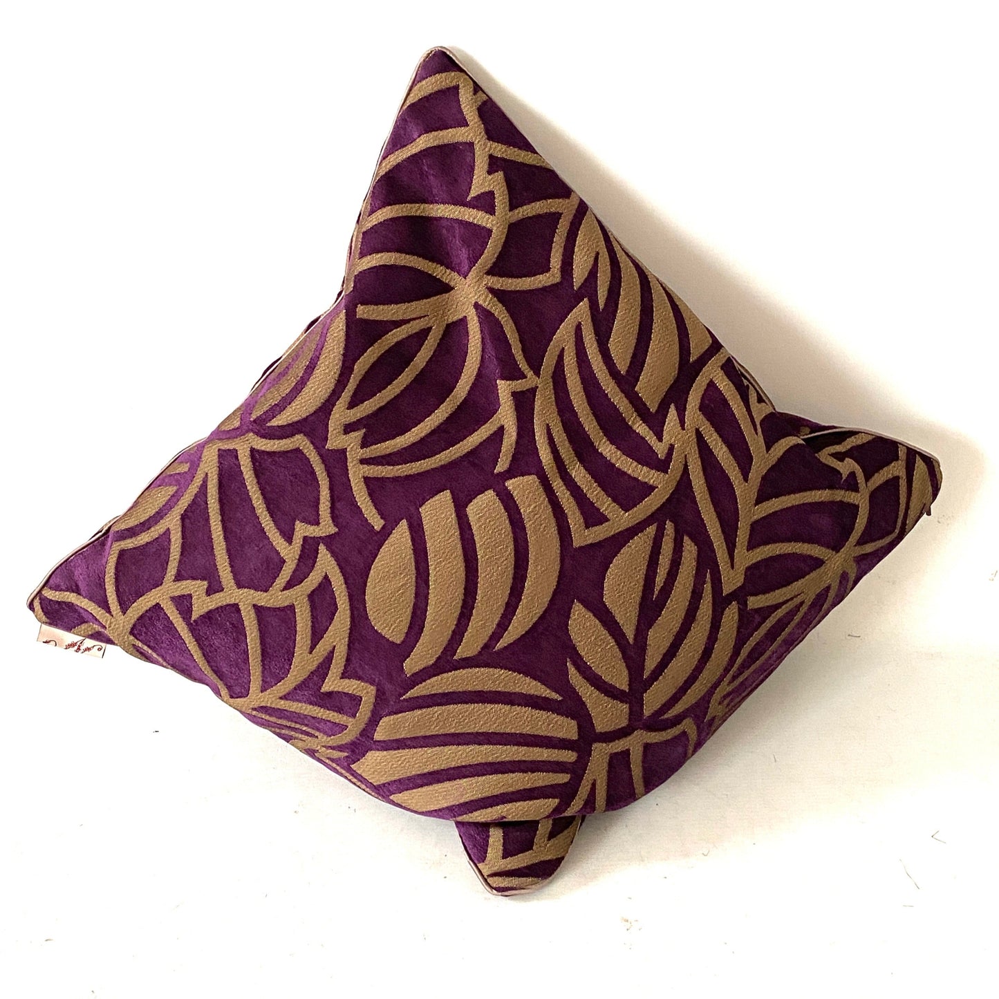 Mix fibres purple colour cushion cover with silk piping and invisible zip closure 