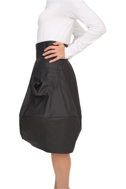 Black Rainproof Skirt, Oversized  Pockets 