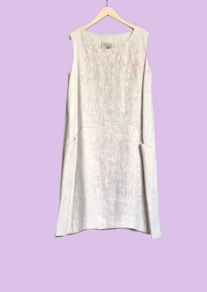 Shift Dress in Natural Linen  with Pockets