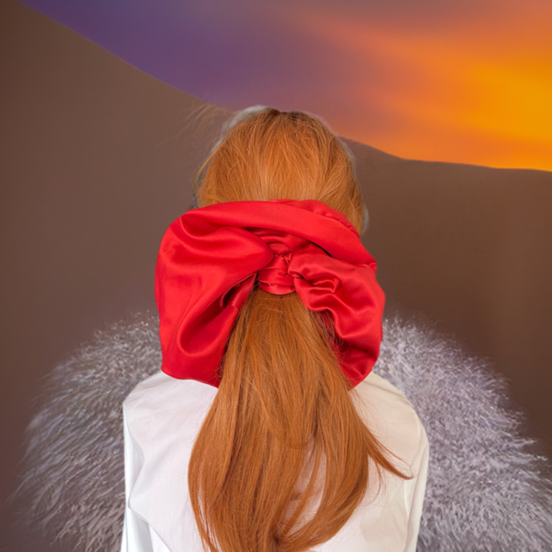 Red  Silk Hair Scrunchie s.Giant Luxury Silk Hair Accessories 