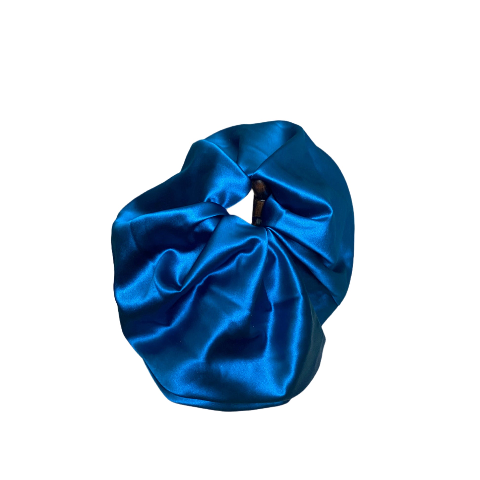 Luxury  hair scruchies in royal blue silk satin 