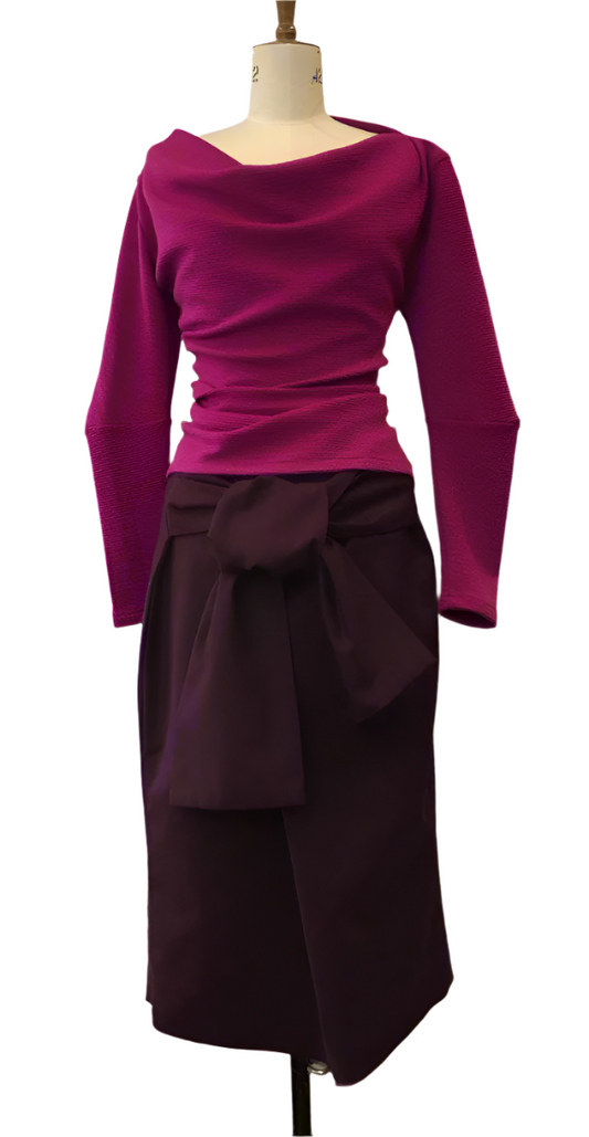 Aubergine cotton tulip Style work skirts