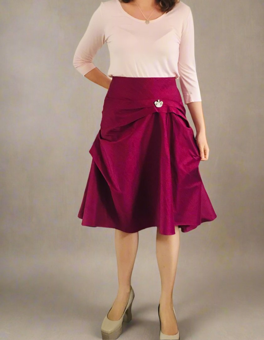 Flamenco-Flare skirt Knee Length skirt,Extravagant Silk Short skirt.Perfect party,wedding guest skirt.