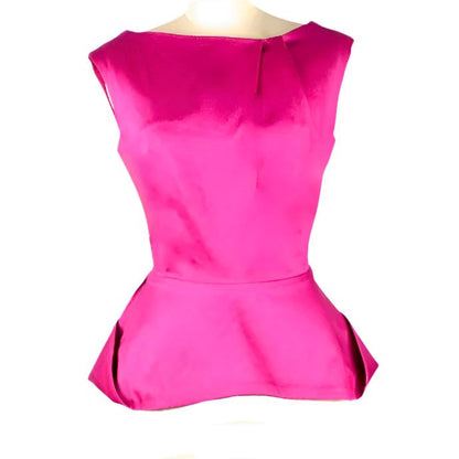 Pencil style skirt with pleats & Peplum style top in hot pink colour.